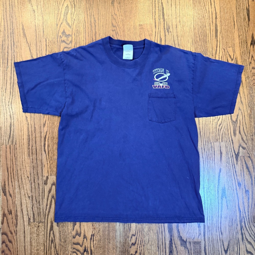 Gildan Titan II G7 SLC-4W VAFB NASA QuikSCAT Pocket T-Shirt‎ XL Blue